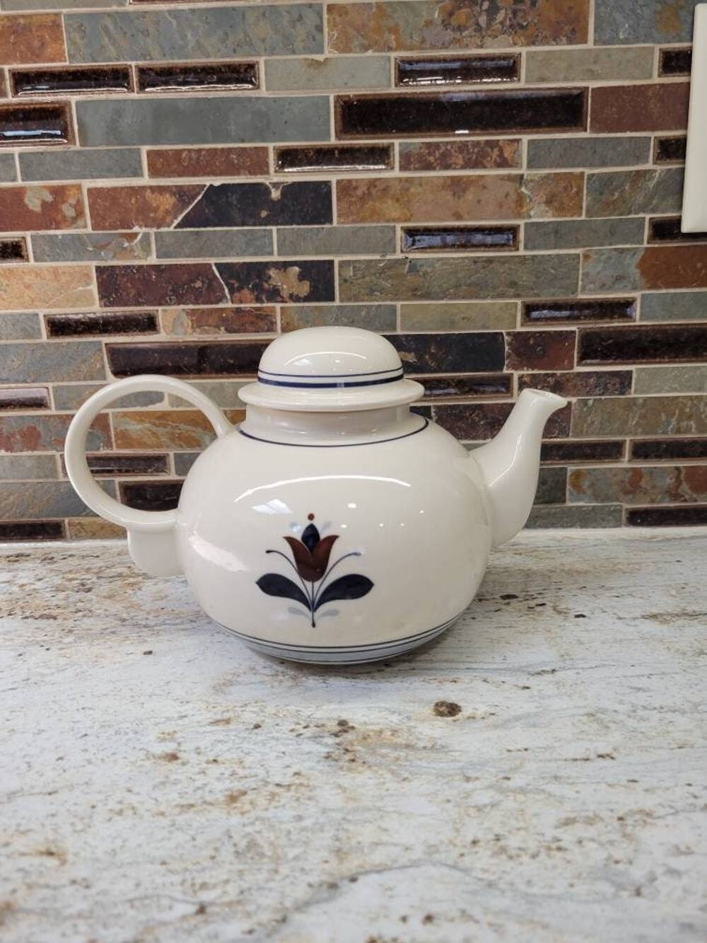 Vintage Porcelier Vitreous China Teapot Tulip Floral Art Deco Cottagecore As Is